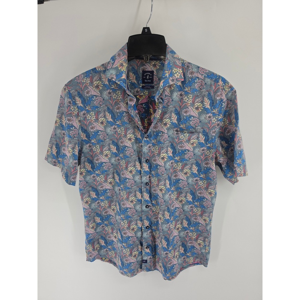 Johnnie-O Top Shelf Mens Medium Short Sleeve Tropical Floral Button Down Shirt
